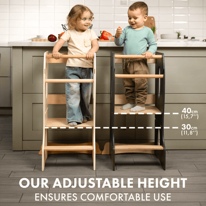 Stable Montessori Learning Tower: Wooden Growing Chair - Ivory