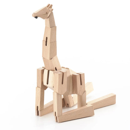 Modern Wooden Giraffe Decor – Interactive Puzzle & Art Piece