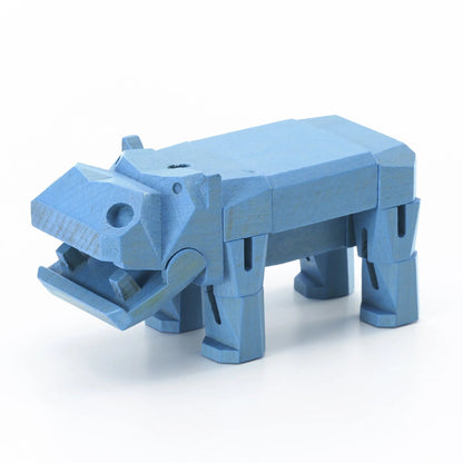 Modern Wooden Hippo Decor – Interactive Puzzle & Art Piece