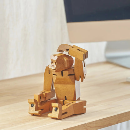 Modern Wooden Monkey Decor – Interactive Puzzle & Art Piece