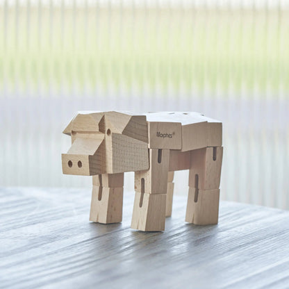 Modern Wooden Pig Decor – Interactive Puzzle & Art Piece