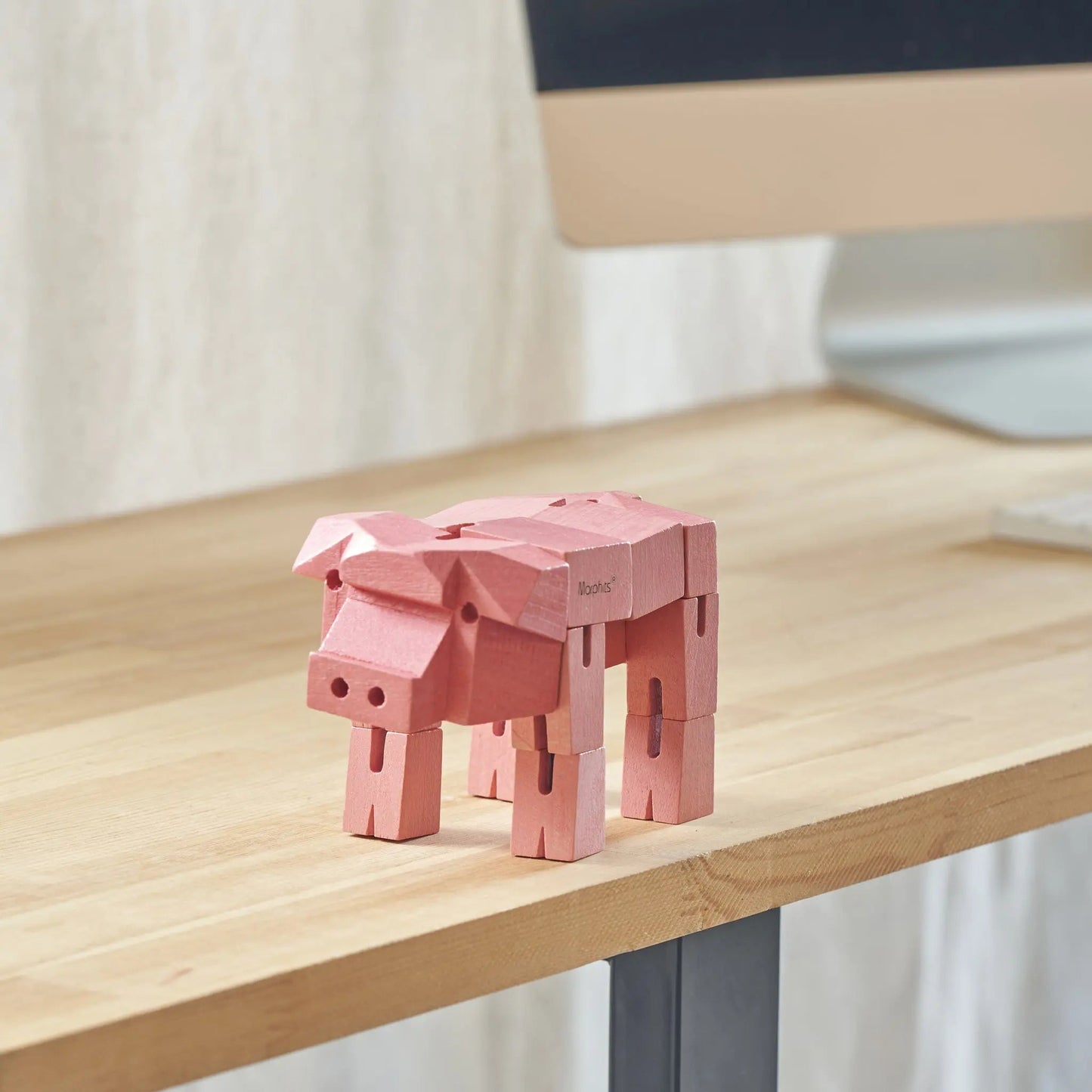 Modern Wooden Pig Decor – Interactive Puzzle & Art Piece