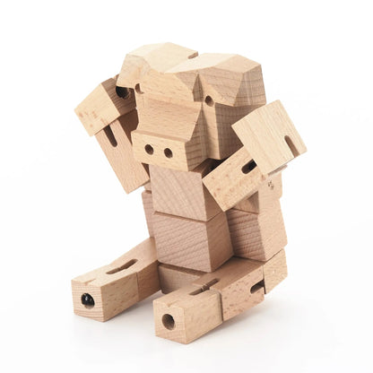 Modern Wooden Pig Decor – Interactive Puzzle & Art Piece