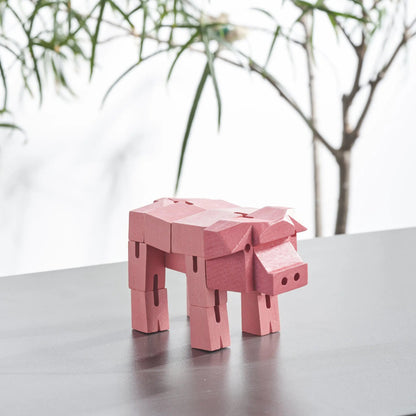 Modern Wooden Pig Decor – Interactive Puzzle & Art Piece