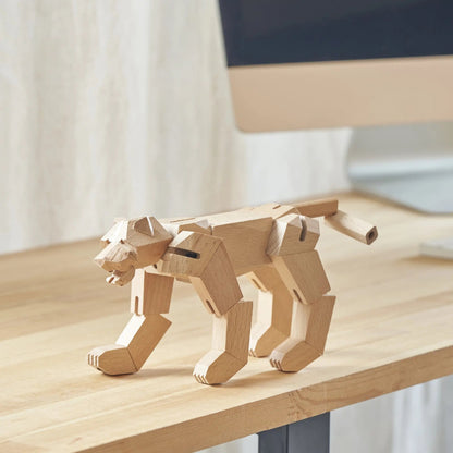 Modern Wooden Tiger Decor – Interactive Puzzle & Art Piece