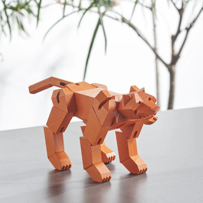 Modern Wooden Tiger Decor – Interactive Puzzle & Art Piece