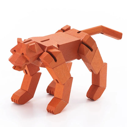 Modern Wooden Tiger Decor – Interactive Puzzle & Art Piece