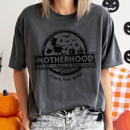 Witch Motherhood Retro Halloween Comfort Colors Tshirt