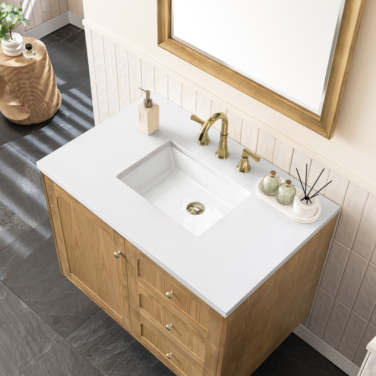 Laurent 36" Single Vanity Cabinet, Light Natural Oak