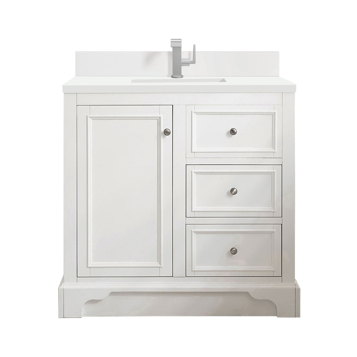 De Soto 36" Single Vanity Cabinet, Bright White