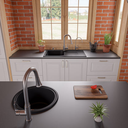 ALFI brand AB1620DI 34" Single Bowl Granite Composite Kitchen Sink with Drainboard