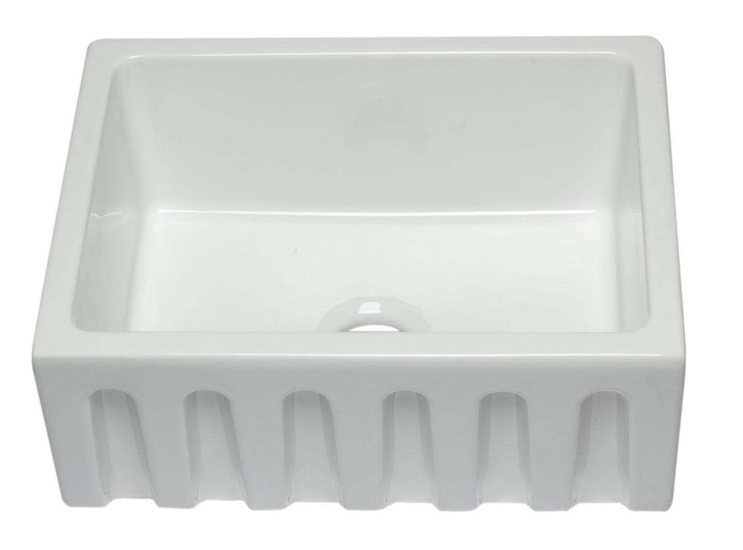ALFI brand AB2418HS AB2418HS-B 24 inch Biscuit Reversible Smooth / Fluted Single Bowl Fireclay Farm Sink