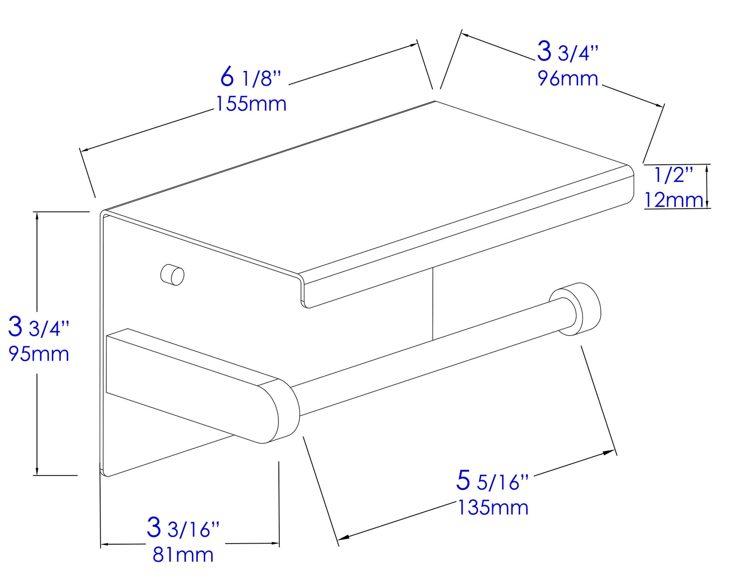 AlFI brand ABTPC66 Stainless Steel Toilet Paper Holder with Shelf