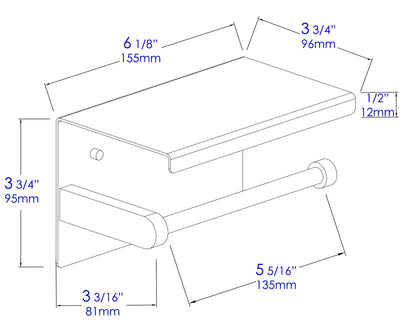 AlFI brand ABTPC66 Stainless Steel Toilet Paper Holder with Shelf