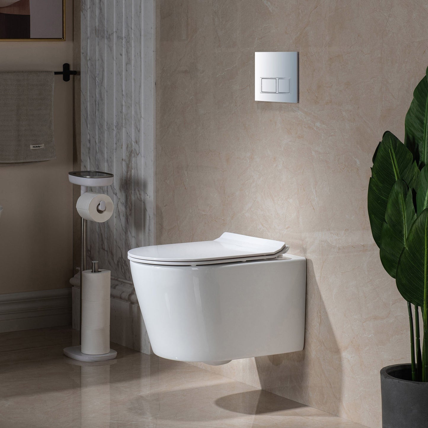 WOODBRIDGE Wall Hung 1.60 GPF/0.8 GPF Dual Flush Elongated Toilet with In-Wall Tank and Carrier System