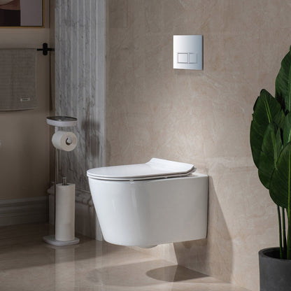 WOODBRIDGE Wall Hung 1.60 GPF/0.8 GPF Dual Flush Elongated Toilet with In-Wall Tank and Carrier System