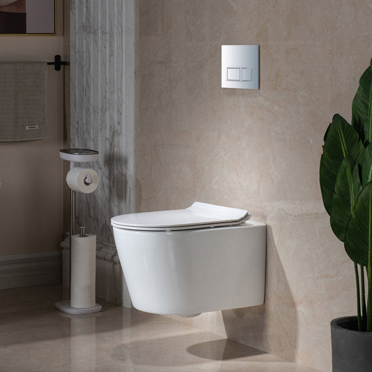 WOODBRIDGE Wall Hung 1.60 GPF/0.8 GPF Dual Flush Elongated Toilet with In-Wall Tank and Carrier System