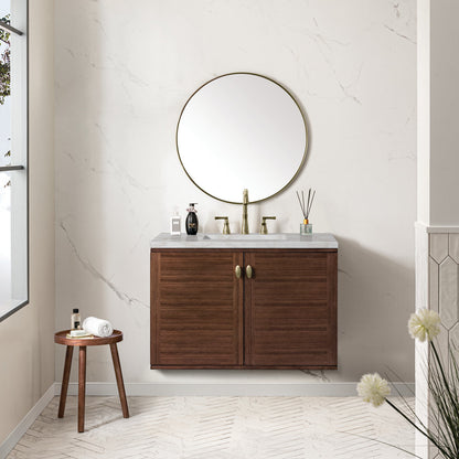 Amberly 36" Single Vanity Cabinet, Mid-Century Walnut