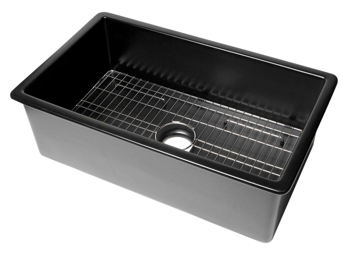 ALFI brand ABF3219SUD 32" x 19" Fireclay Single Bowl Undermount / Drop In Kitchen Sink w Grid