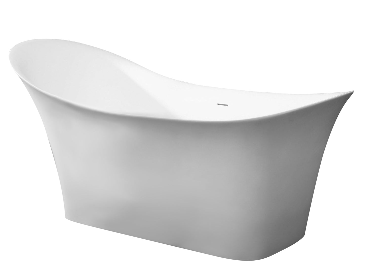 ALFI brand  AB9915 74" White Solid Surface Smooth Resin Soaking Slipper Bathtub