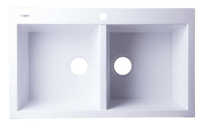 ALFI brand AB3420DI 34" Drop-In Double Bowl Granite Composite Kitchen Sink