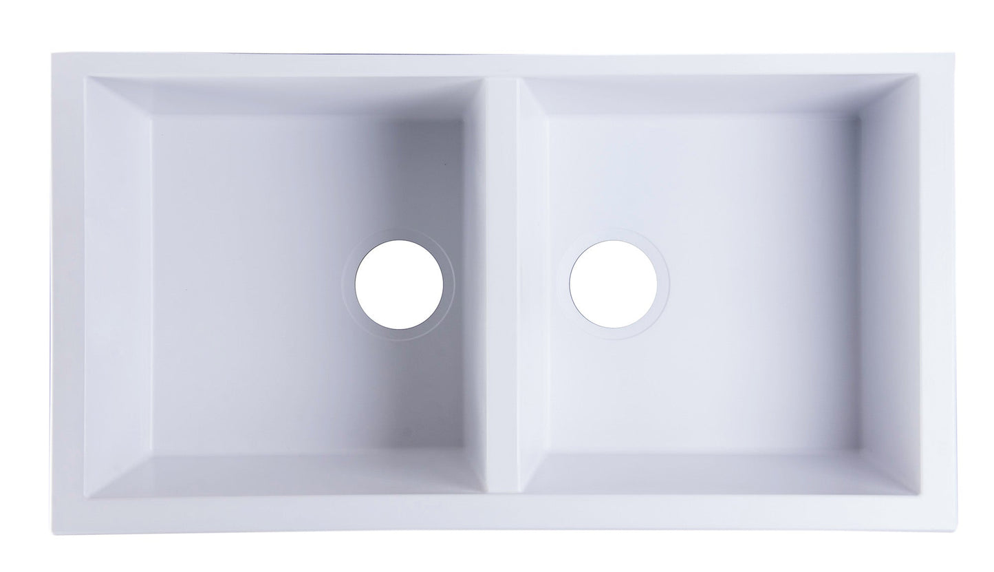 ALFI brand AB3420UM 34" Undermount Double Bowl Granite Composite Kitchen Sink