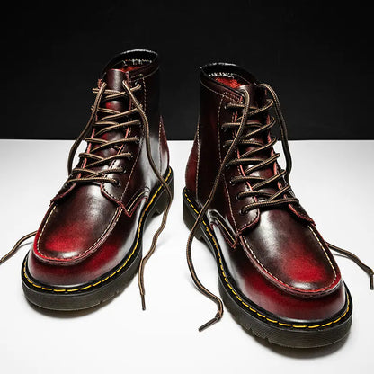 Men's High-Top Cowhide Martin Trendy Tooling Boots