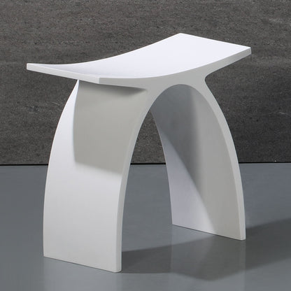 ALFI brand  ABST77 Arched White Matte Solid Surface Resin Bathroom / Shower Stool