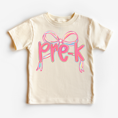 Girls Pre-K Bow Back To School Shirt - First Day Of School Tee