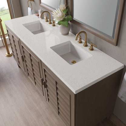 Portland 72" Double Vanity Cabinet, Whitewashed Walnut