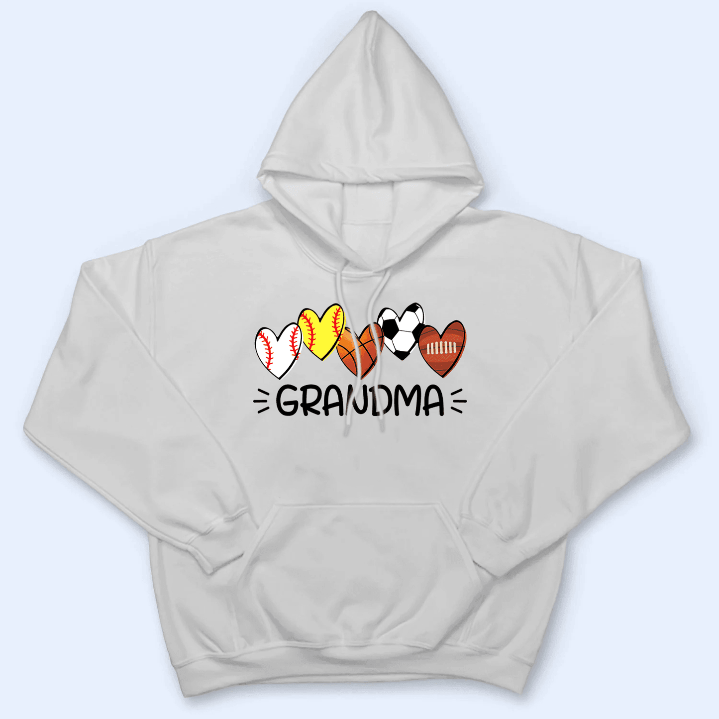 Multiple Sport Heart - Personalized Custom T Shirt - Gift for Grandma/Nana/Mimi, Mom, Wife, Grandparent