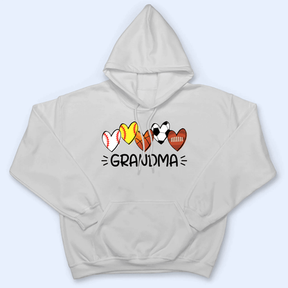 Multiple Sport Heart - Personalized Custom T Shirt - Gift for Grandma/Nana/Mimi, Mom, Wife, Grandparent