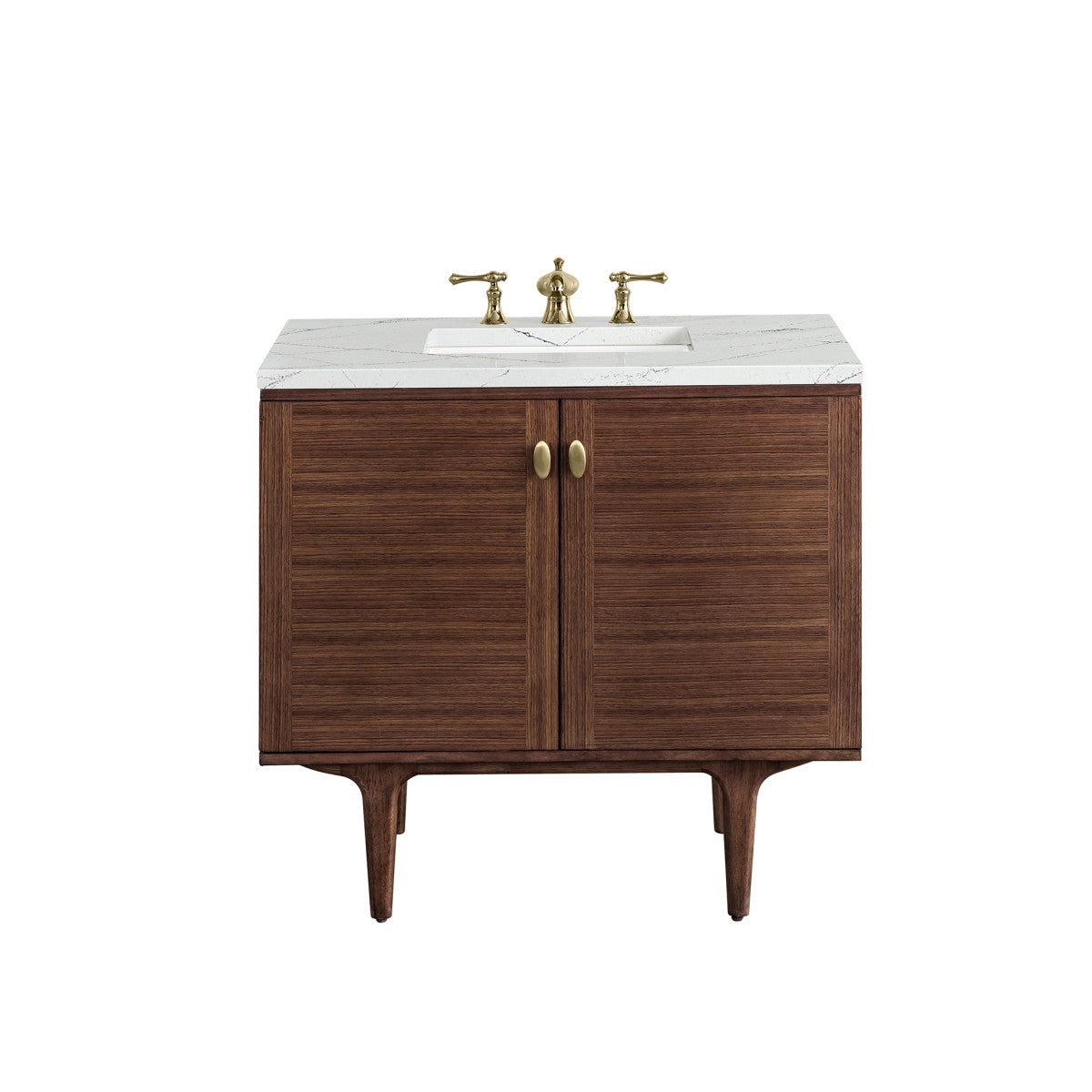 Amberly 36" Single Vanity Cabinet, Mid-Century Walnut