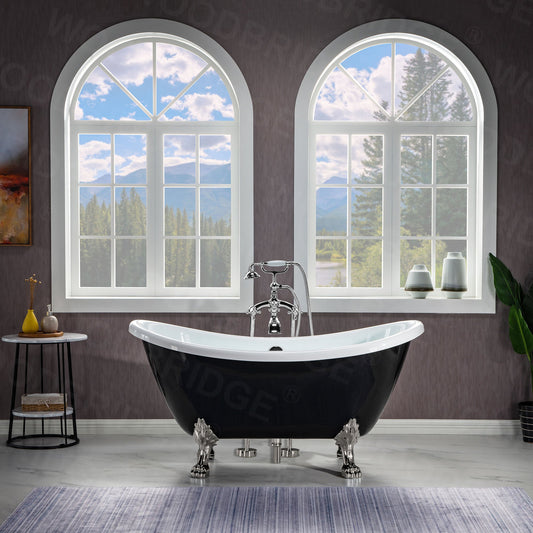 WOODBRIDGE 59" Heavy Duty Acrylic Double Slipper Clawfoot Bath Tub