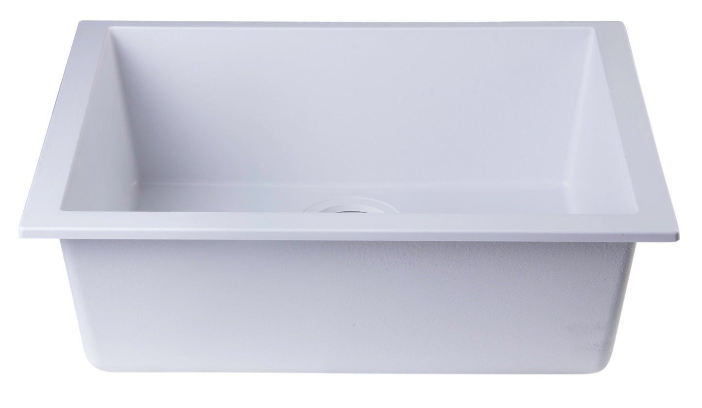 ALFI brand AB2420UM 24" Undermount Single Bowl Granite Composite Kitchen Sink