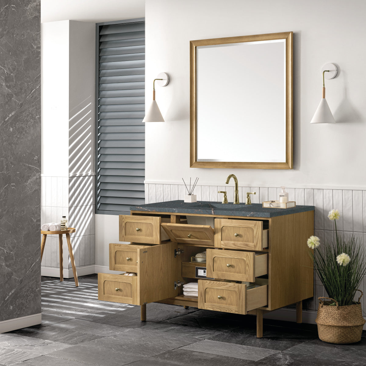 Laurent 48" Single Vanity Cabinet, Light Natural Oak