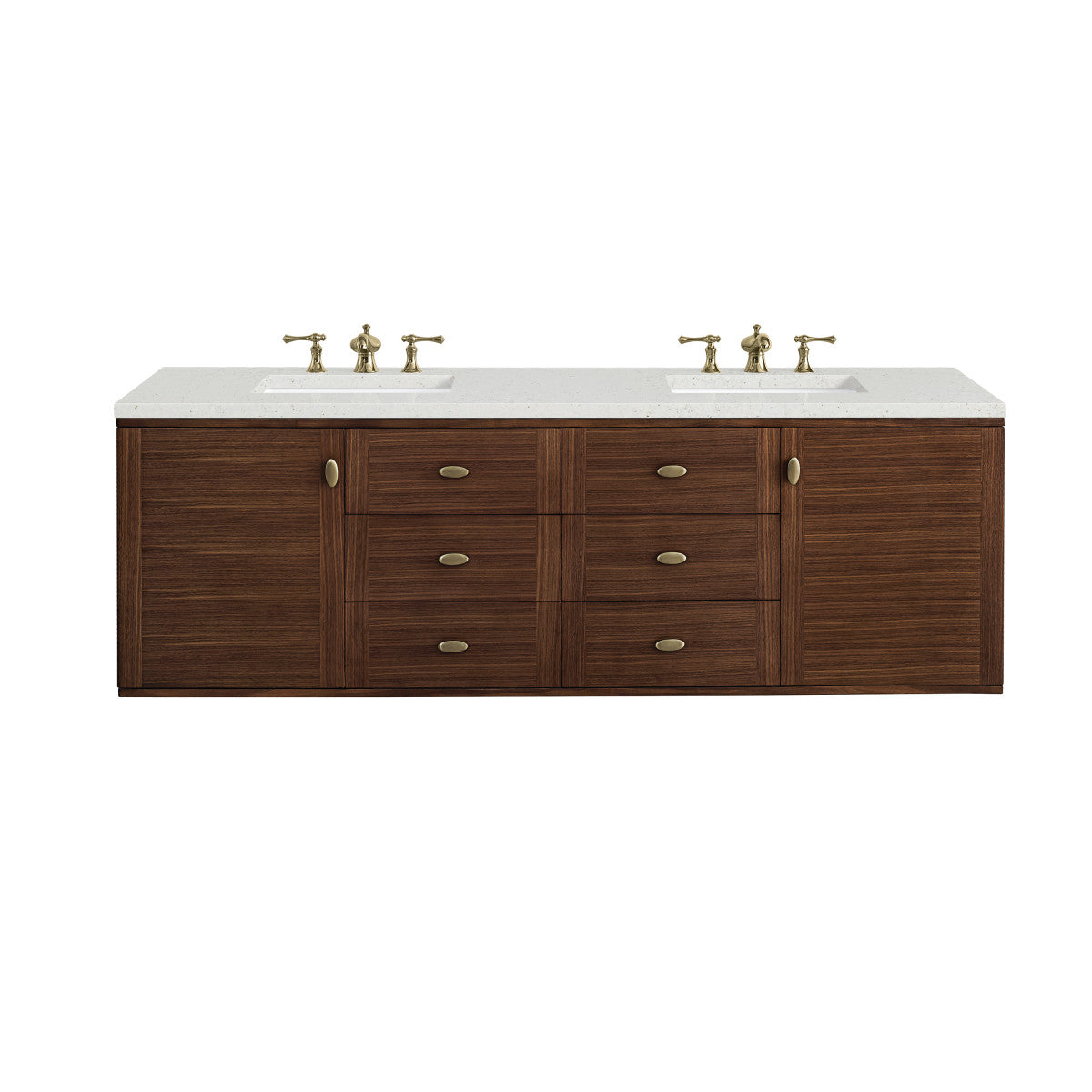Amberly 72" Double Vanity Cabinet, Mid-Century Walnut