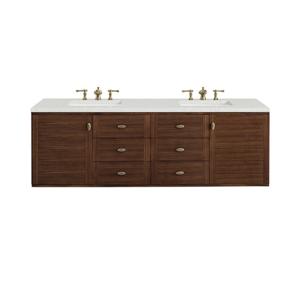 Amberly 72" Double Vanity Cabinet, Mid-Century Walnut