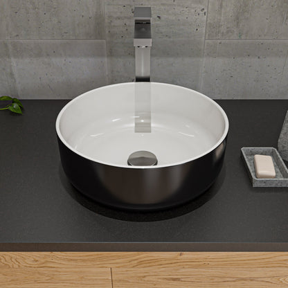 ALFI brand  ABC908 Black & White 15" Round Above Mount Ceramic Sink