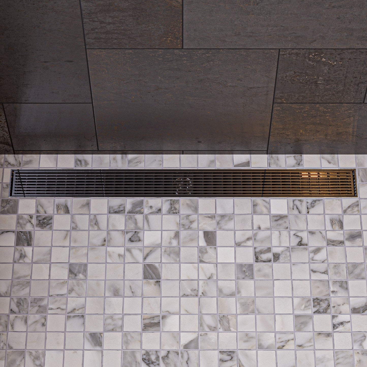 ALFI brand ABLD47D ABLD47D 47" Stainless Steel Linear Shower Drain with Groove Lines