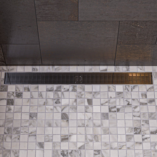 ALFI brand ABLD47D ABLD47D 47" Stainless Steel Linear Shower Drain with Groove Lines