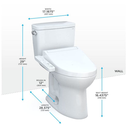 [MW7763074CEG#01] TOTO Drake 1.28 GPF Two Piece Elongated With Left Hand Lever And Washlet C2 Bidet Seat (SAK87823)