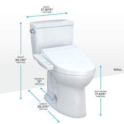 [MW7763074CSFG#01] TOTO Drake Washlet C2 With 1.6 GPF Universal Height Elongated Toilet (SAK14526)