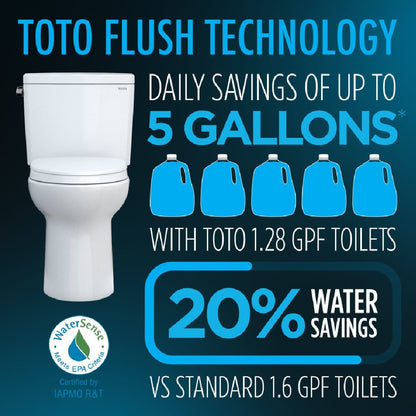 [MW7763084CEFG.10#01] TOTO Drake 1.28 GPF Elongated Universal Height EWater+ Toilet With C5 Bidet Seat (SAK56192)