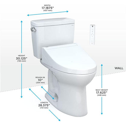 [MW7763084CEFG.10#01] TOTO Drake 1.28 GPF Elongated Universal Height EWater+ Toilet With C5 Bidet Seat (SAK56192)
