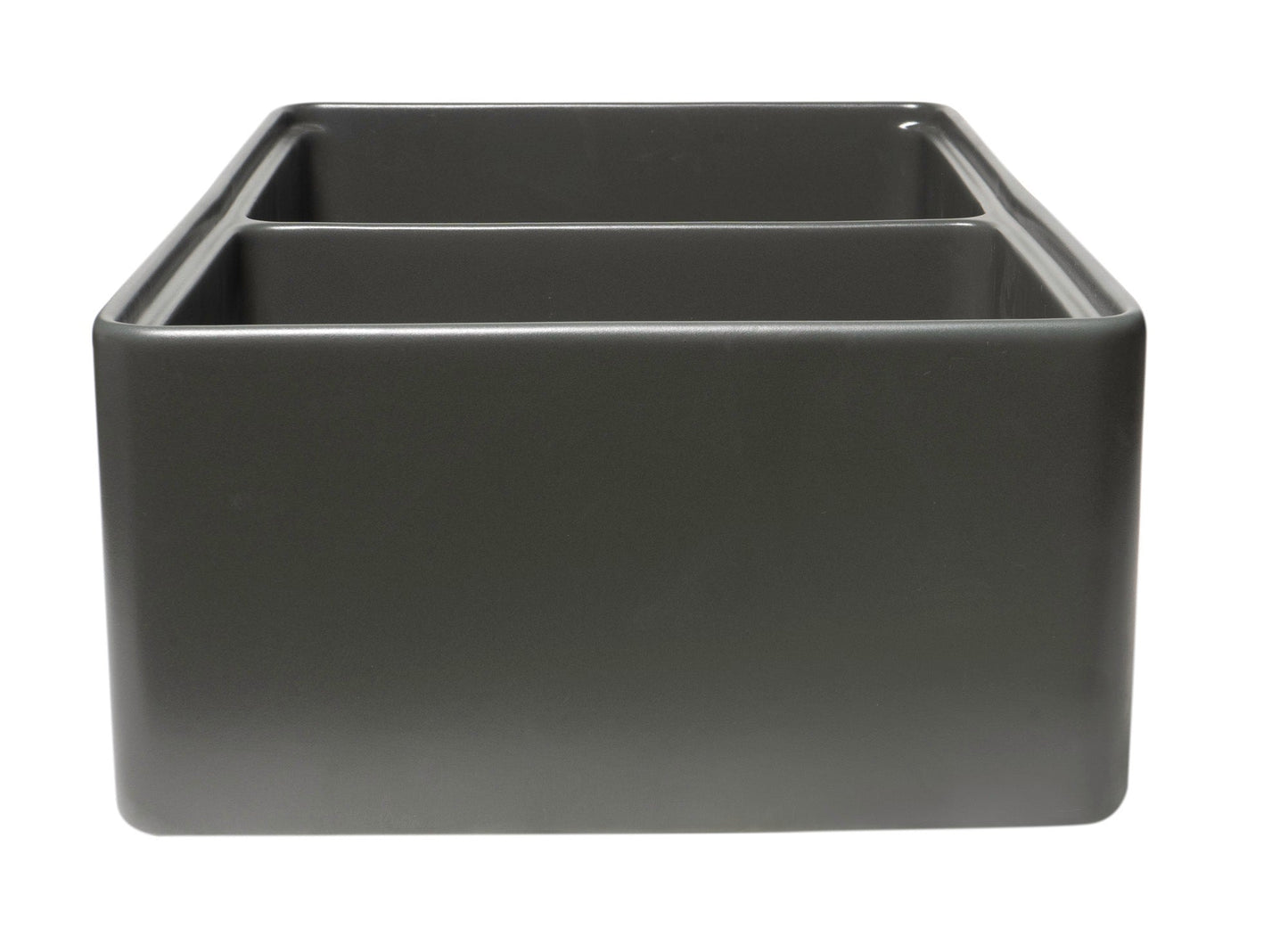 ALFI brand ABFS3320D Workstation 33" x 20" Double Bowl Step Rim Fireclay Farm Sink with Accessories