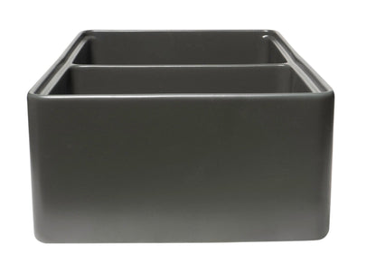 ALFI brand ABFS3320D Workstation 33" x 20" Double Bowl Step Rim Fireclay Farm Sink with Accessories
