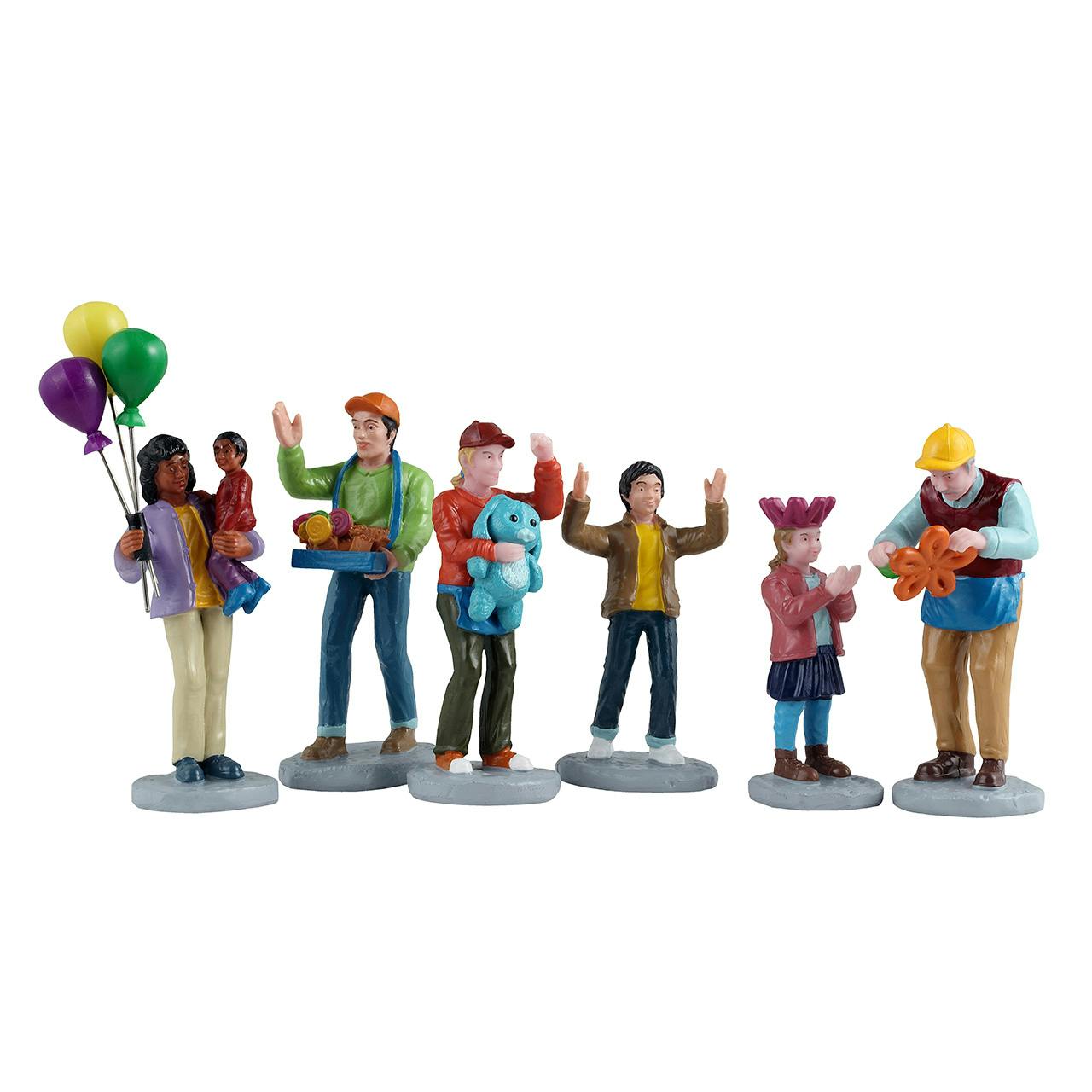 Set of colorful figurines on a white background