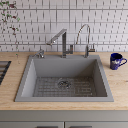 ALFI brand AB2420DI 24" Drop-In Single Bowl Granite Composite Kitchen Sink