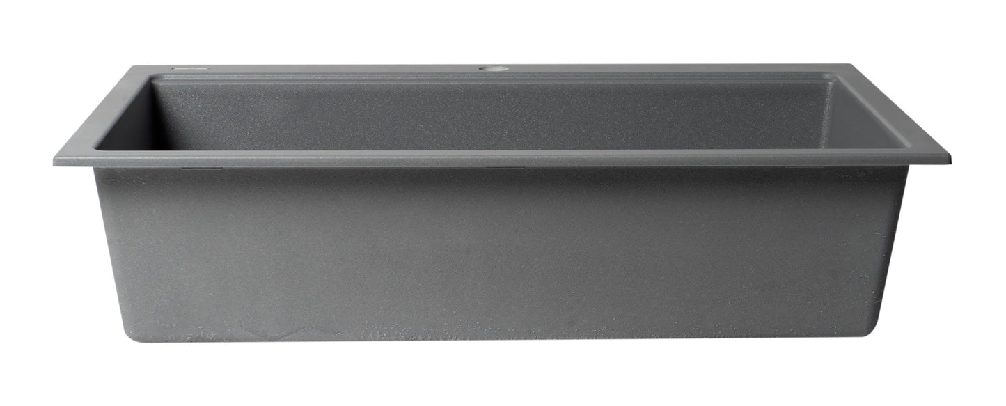 ALFI brand AB3418SBDI 33" Granite Composite Workstation Step Rim Single Bowl Drop In Sink with Accessories